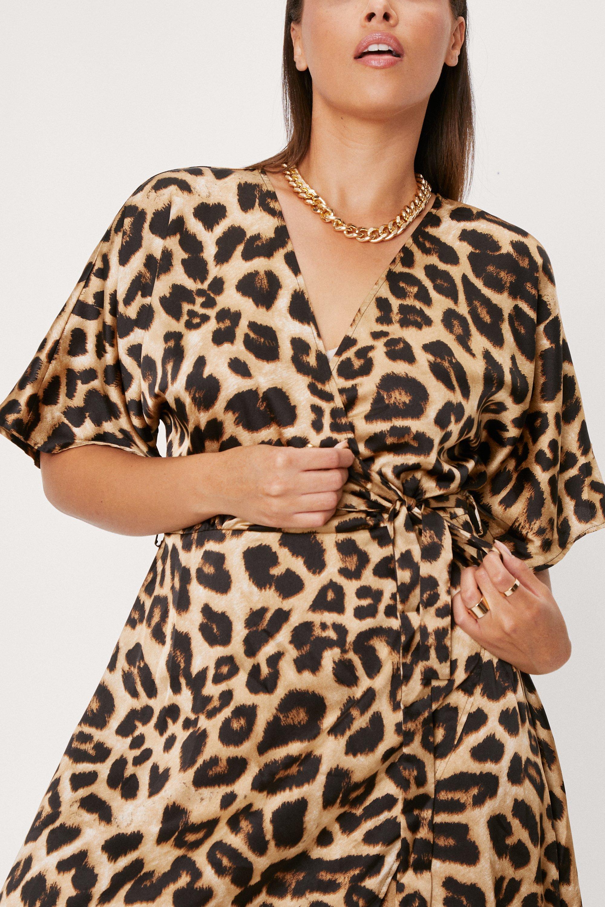 plus size leopard print wrap dress ...